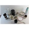 Image 5 : (2) Cannisters, Water Bottle, Mugs, Bowls, Plates, Pitcher and Microwave Dish