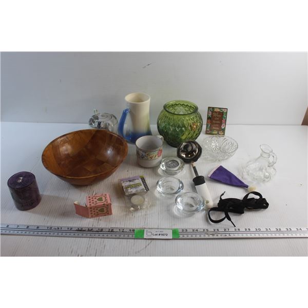 Ladle, Candy Dish, Candle Holders, Beer Stein, Candles, Mug and Misc.