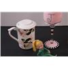 Image 2 : Tea Brewing Mug, "J" Wine Glass, Girl Ceramic Figurine, Tea Light Candle Holder
