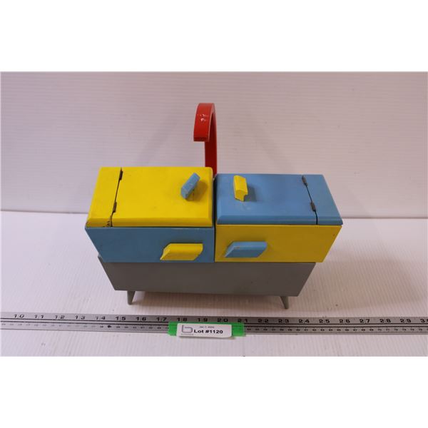 Wood Custom Made Sewing Basket (Needs Re-Gluing) - 12" x 10" x 5"