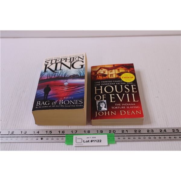 (2) Books: Stephen King - Bag of Bones & House Of Evil, The Indiana Torture Slaying by John Dean