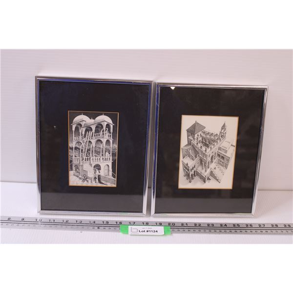 (2) Architecture Drawing Prints in Frames - 8" x 10"