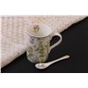 Image 2 : Round Crochet Tablecloth - Approx 52" Diameter & Butterfly Tea Mug w/Spoon Set