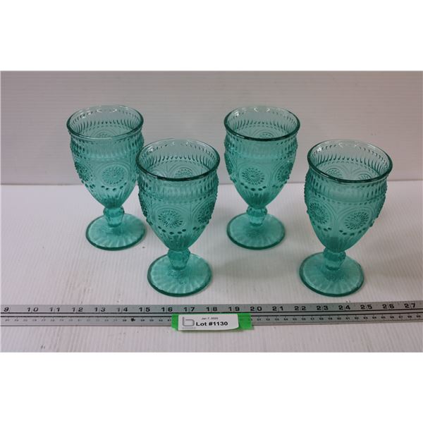 The Pioneer Woman Green Glass Goblet Glasses - 6.5" Tall