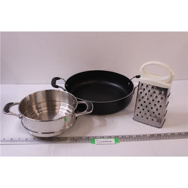 Sauce Pan, Strainer, Cheese Grater