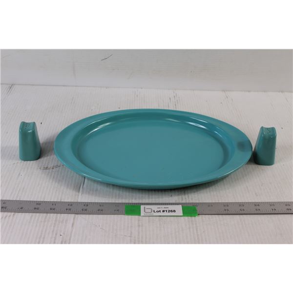 Melmac Set -Plate and Salt and Pepper Shakers