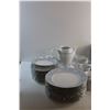 Image 5 : 20 + pc Porcelain Lacewood Dining Set - Plates, Salt & Pepper Shakers, Bowls, Cups and Misc.