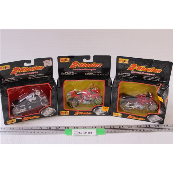 (3) Road & Track Die Cast Motorcycle Models - 1:18 Scale - (1) Ducati (1) BMW (1) Yamaha - NIB