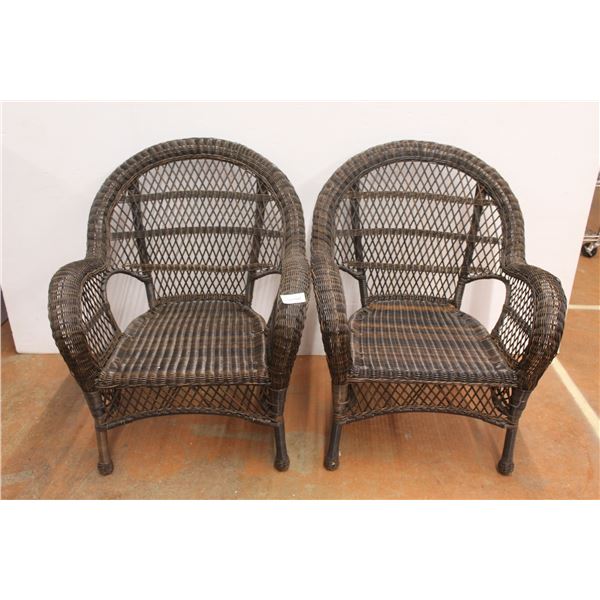 *(2X BID PRICE) (2) Wicker Chairs - 30" x 28" x 36 1/2"H, No Cushions