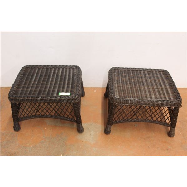 *(2X BID PRICE) (2) Wicker Stools - 20 1/2" x 17 1/2" x 14"H