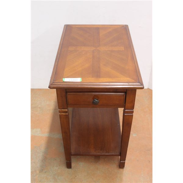 *Wooden Side Table with Drawer - 26" x 16" x 25"H