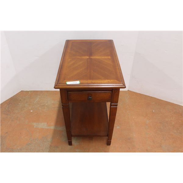 *Wooden Side Table with Drawer - 26" x 16" x 25"H