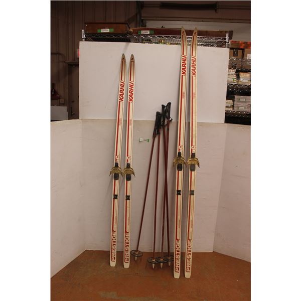 *Karhu Cross Country Skis with Poles - Longest Measures 79"L, Shortest Measures 69"L