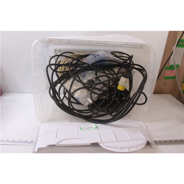 45L Tote with Assorted Cables and Trouble Light - As Is