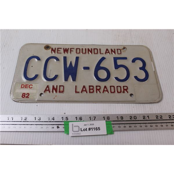Newfoundland & Labrador 1982 License Plate