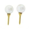 Image 1 : Estate 14k Yellow Gold 6mm White Cultured Pearl w/ Golf Tee Drop Stud Earrings