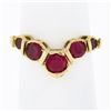 Image 1 : 14k Yellow Gold Lab Created Pink Sapphire Ruby Chevron Stackable Band Ring