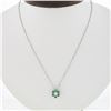 NEW 14k White Gold 0.83 ctw Diamond & Emerald Halo Flower Cluster Pendant Neckla