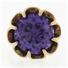 Image 4 : Antique 14k Gold 13.5mm Round Synthetic Alexandrite Belcher Prong Solitaire Ring