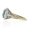 Image 4 : Antique Art Deco 14K White Gold 1.5 ctw Bezel Aquamarine Solitaire Filigree Ring