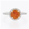Image 4 : NEW 14K White Gold 2.33 ctw Round Spessartite Garnet Solitaire & Diamond Halo Ri