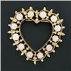 Image 2 : Vintage 14K Yellow Gold Round Cabochon Opal Framed Open Heart Brooch Pin Pendant