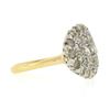 Image 5 : Vintage Victorian Revival 14K Gold Pave White & Champagne Diamond Platter Ring