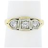 Image 1 : Vintage 14K TT Gold 0.45 ctw Round Brilliant Diamond 3-Stone Polished Band Ring