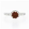 Image 4 : Vintage 18k White Gold.93 ctw Round Prong Garnet Solitaire & Diamond Accents Rin