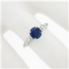 Image 3 : Vintage 14k White Gold 1.28 ctw GIA Round Sapphire & Marquise Diamond Accents Ri