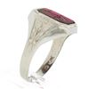Image 7 : Antique 10K White Gold Bezel Set Red Stone w/ Detailed Sides Masonic Band Ring