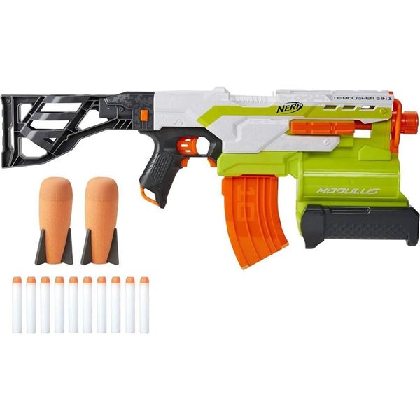 NERF N-Strike Elite Eaglepoint RD-8 Modulus Demolisher 2-in-1 Motorized Blaster, Fires Darts and Roc