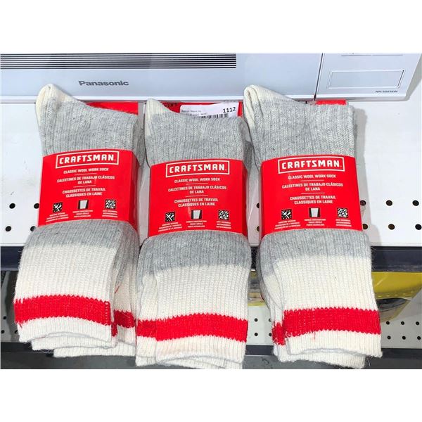 Craftsman Classic Wool Work Socks (3 x 3) Size 10-13
