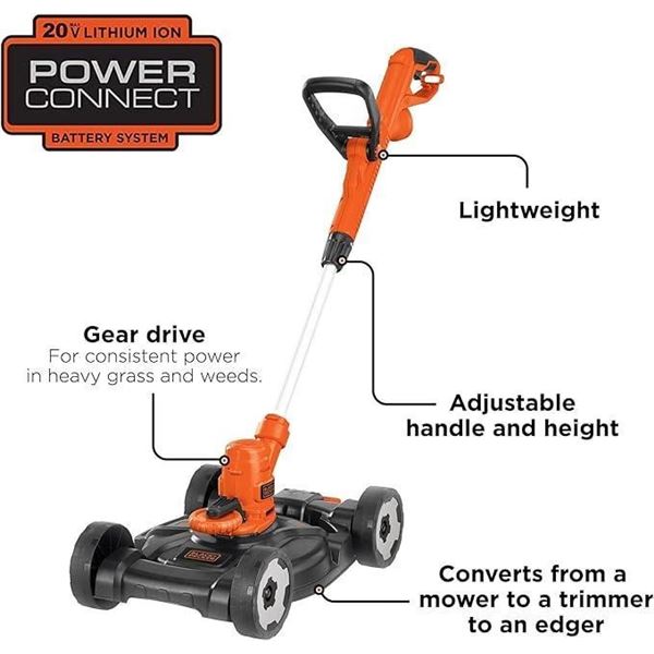 BLACK+DECKER 3-in-1 String Trimmer/Edger & Lawn Mower, 6.5-Amp, 12-Inch, Corded