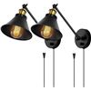 Image 1 : HAITRAL Sconces Wall Lighting-Dimmable Swing Arm Wall Lamps with On/Off Switch & Plug in Wall Mounte