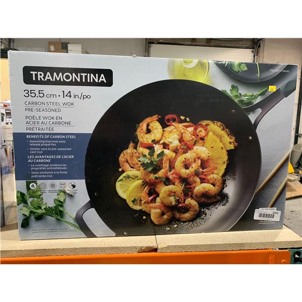 Tramontina 14in Carbon Steel Wok, pre-seasoned