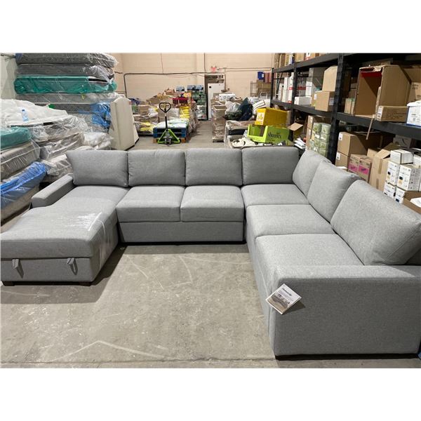 Thomasville Convertible Fabric Sectional with Storage Chaise