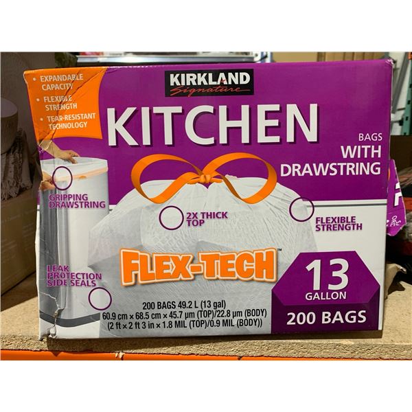 Kirkland Kitchen Bags with Drawstring and Flex-tech technology (200 bags x 13 Gallon)