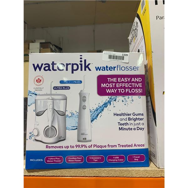 Waterpik Waterflosser Cordless Pearl Ultra Plus-Water flosser, 5 accessory tips, USB Charging Cable 