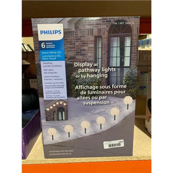 Philips 6 Spheres Warm White LED, twinkling, indoor/outdoor, connect up to 6 sets 5.5in sphere diame