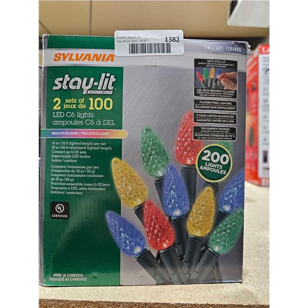 Sylvania Stay-lit 2 set of 100 LED C6 Lights, Multicolour (2.x 33ft)