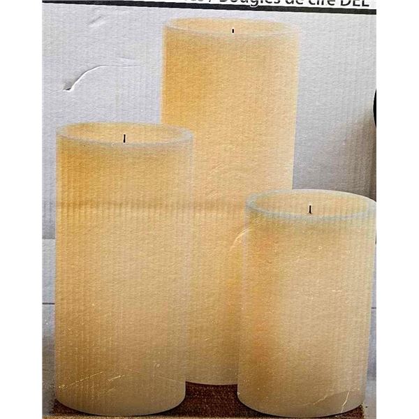 Glow Wick LED Wax Candles 3pc Set with Remote, 8 Colour choices including warm white, battery operat