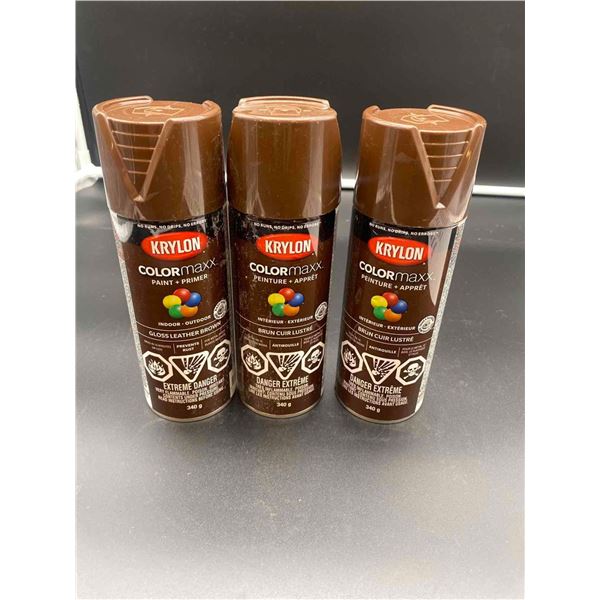 Krylon Color Maxx Indoor/Outdoor Gloss Leather Brown Paint 3 x 340g