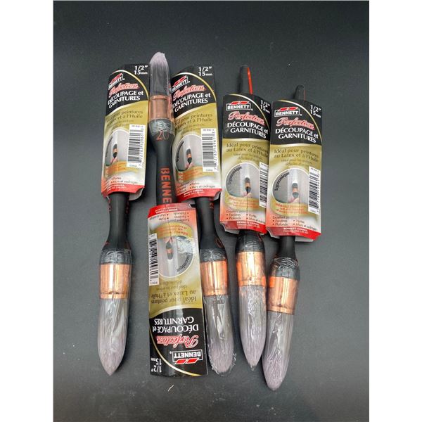 Lot of 5 Bennett Perfection Paint Brush 1/2"