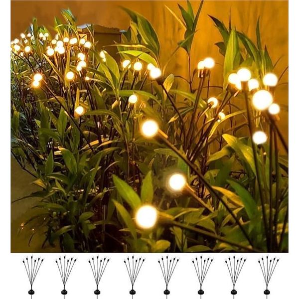 8 Count Solar Lights Outdoor Waterproof IPX5, Solar Garden Lights, Wind Swaying Lights,Firefly Light