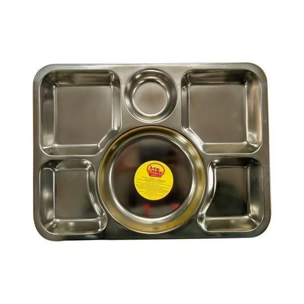 Verka 6 Compartment Food Trays Stainless Steel (4 Trays)