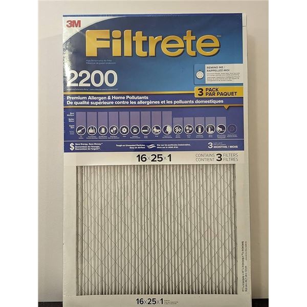 3M Filtrete 2200 3 Pack 16 x 25 x 1