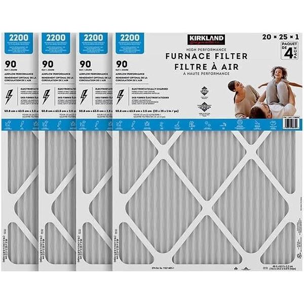 Kirkland Filters 20" x 25" x 1" Lot of 4