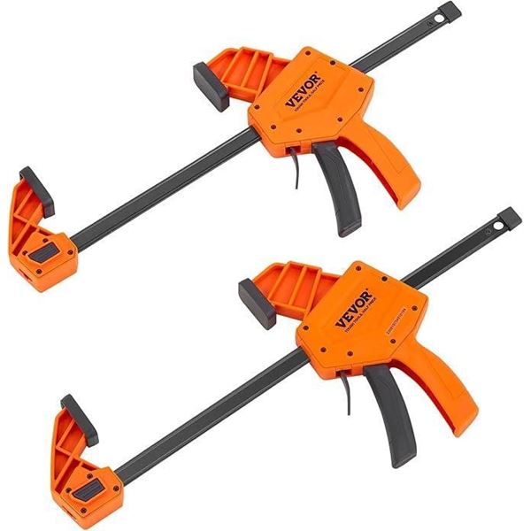 VEVOR Bar Clamps for Woodworking, 2-Pack 12" One-Handed Clamp/Spreader, Quick-Change F Clamp with 30