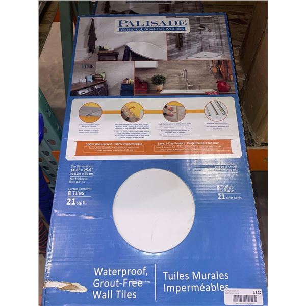 LOT OF 2 Palisade Waterproof, Grout-Free Wall Tiles 8 Tiles 21 Sq. Ft. Carrara Marble and Wind Gust